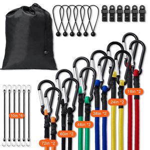 Sangles élastiques robustes de 8 mm avec mousquetons en acier A3 (30 pièces de 10 à 60 pouces) - pour usage extérieur - Product Image 1