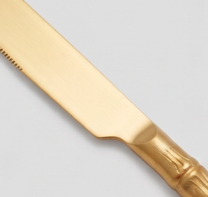 Ensemble de couverts plaqués or avec manche en bambou, compatibles lave-vaisselle, pour une vaisselle élégante pour la table - Product Image 3