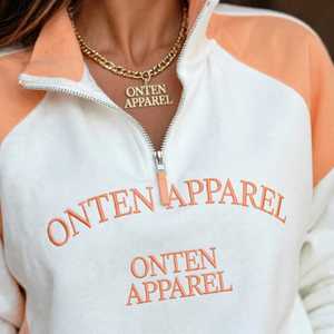 <b>Women</b> Cotton Fleece Color Block <b>Quarter</b> <b>Zip</b> Breathable <b>Sweatshirt</b> Casual Hooded Collar Drop Shoulder Long Sleeve Front Logo - Product Image 4