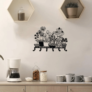 CIFbuy Portachiavi Moderno Minimalista in Legno Nero da Parete con Mensola Flottante Intagliata a Forma di Vaso per Uso Domestico - Servizio di Raccolta Disponibile - Product Image 4