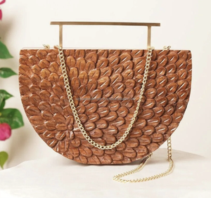 Bolsos de Mano y Carteras de Moda para Mujer, Hechos a Mano, de Madera de Lujo, con Diseño de Cierre de Cremallera y Cadena Cruzada - Product Image 2