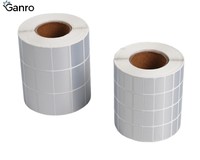 Étiquette en film PET polyester argent mat brillant sur mesure, rouleau d'étiquettes pour impression de codes-barres