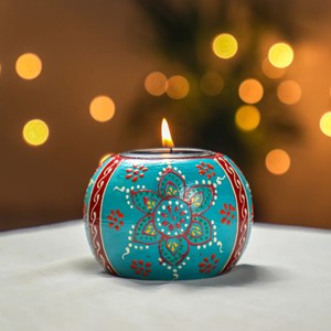 Porte-bougies en bois de Sheesham avec incrustation de résine turquoise, fabrication sur mesure OEM, vente en gros |   Aqdus Saleem Inde - Product Image 1