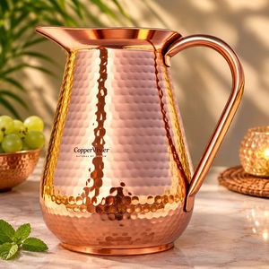 Jarra de Cobre Forjada a Mano, Diseño Sólido, Estilo Moderno, a Prueba de Fugas, Portátil, para Uso Doméstico, Regalo para Fiestas y Bodas, Vajilla - Product Image 2