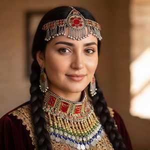 Vintage Artificial Alloy 4-Piece Maang Tikka Necklace & Earring <b>Set</b> with Full Coin Pearl Embroidery for Wedding Engagement - Product Image 4