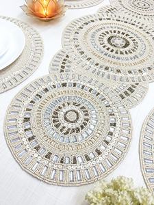 Handmade Premium <b>Beaded</b> Embroidery <b>Placemats</b> Stylish Luxury Table Mats for Dining Room Restaurant Hotel Home and Event Decor - Product Image 4