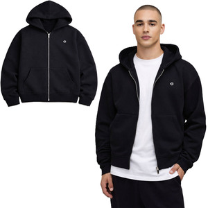 เสื้อฮู้ดดี้ผู้ชายผ้าฝ้ายพรีเมียมแบบซิป ทรงโอเวอร์ไซส์ สไตล์สตรีทแวร์ หนานุ่ม ผลิตเสื้อผ้าจำนวนมาก - Product Image 1