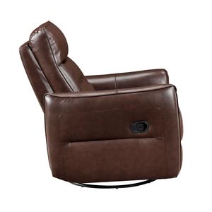 Luxurious Comfort 1pc Brown Leather <b>Recliner</b> Chair with Swivel Motion Solid Wood Living Room Furniture - Product Image 5