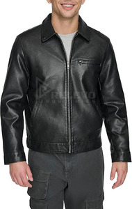 <b>Top</b> Premium OEM Customized Logo Design New Men Plus Size Motorcycle Quilted <b>Leather</b> Jacket Stand Collar Front Winter <b>High</b> Street - Product Image 2