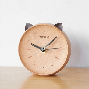 Animal Design Beech Wooden Table <b>Clock</b> Lovely Non Ticking Children's Desktop <b>Clock</b> - Product Image 3