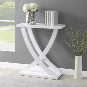 Bureau contemporain compact pour couloir, avec support géométrique en X et miroir, convertible, pour salon moderne ou décoration d'hôtel - Product Image 1