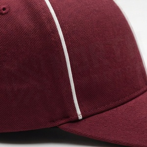 <b>Maroon</b> 6-Panel Baseball Cap with White Stitching Contrast Color Fitted Snapback Hat Unisex Casual Style Adult Size 58-60CM - Product Image 5