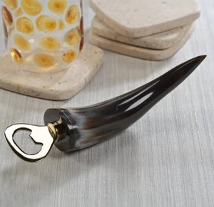 Handmade Unique Eco Friendly Buffalo Horn & Metal Bottle Opener With Brass Tip for Rustic Bars - Product Image 2