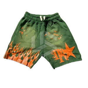 Nuevos pantalones cortos estampados para hombre, pantalones cortos con efecto tie-dye, pantalones deportivos de algodón French Terry con cordón ajustable, pantalones cortos con lavado ácido para hombre, OEM - Product Image 4