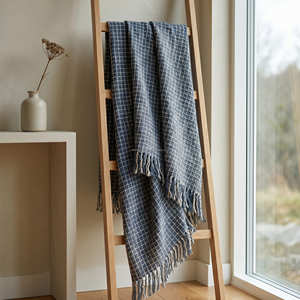 50x60 Inch Neutral <b>Grey</b> Textured Slub Cotton <b>Throw</b> Blanket Handloom Woven Decorative Minimalist Cover - Product Image 6