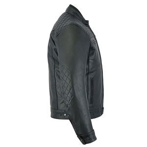 Fabricante de Ropa Personalizada OEM, Chaquetas de Cuero Negras Extra Grandes de Alta Calidad con Botones, Chaqueta de Cuero Estilo Bomber para Hombre - Product Image 5