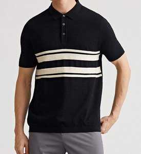 Polo en maille noir à double rayure pour homme 2026 – Coupe ajustée performance, manches courtes, style décontracté chic, vêtement athlétique premium HD - Product Image 6