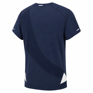 Camiseta Deportiva Raglan Azul Marino al por Mayor con Panel Trasero de Malla Diagonal, Fabricante de Ropa Deportiva Personalizada - Product Image 6
