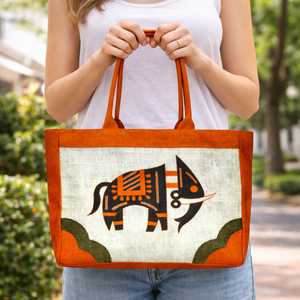 Flower Printed Durable Jute Beach Tote <b>Bag</b> with Rope Handles | Customizable <b>Fabric</b> Eco-Friendly Carry <b>Bag</b> - Product Image 1