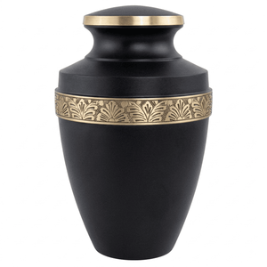 Urnas Funerarias de Latón Duradero para Adultos con Hermoso Diseño de Mariposa Grabado en Banda, Urnas Conmemorativas de Metal con Acabado en Color Dorado y Negro - Product Image 1