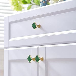 Brass Four-Leaf Clover Knobs Handle,Gold Cabinet Knobs Cabinet Drawer Dresser Furniture Kitchen <b>Wardrobe</b> Knob - Product Image 3