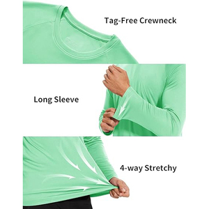 Bulk Mens Long Sleeve Rash Guard Mint Green <b>SPF</b> 50 Plus UV Sun Protection Swim Shirt Factory Direct Custom Swimwear Tee - Product Image 3