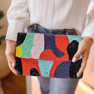 Luxury beaded Needlework clutch bag with elegant metallic <b>frame</b> Artisan crafted beaded clutch bag for statement fashion - Product Image 1