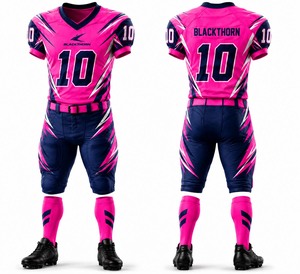 Conjunto de Uniforme de Fútbol Americano, Sublimado, de Malla, Manga Corta, Cuello en V, Transpirable, Tallas Grandes, para Adultos - Product Image 1