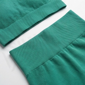 Ensemble de vêtements de yoga d'extérieur à séchage rapide avec logo personnalisé, haut épaules dénudées et leggings, vêtements de sport pour femmes, vente en gros - Product Image 5