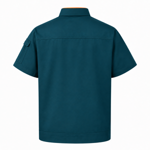 เสื้อเชิ้ตยูนิฟอร์มแขนสั้นสำหรับงานอุตสาหกรรมจากโรงงานโดยตรง พร้อมกระเป๋าหลายช่อง ตกแต่งขอบตัดสี และบริการสกรีนโลโก้ตามสั่ง - Product Image 2