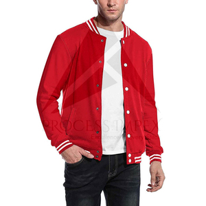 Veste universitaire rouge pour homme, décontractée, couleur unie, col rabattu, polyester, coupe classique, pour l'automne - Product Image 1
