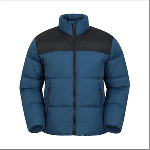 Blouson d'hiver unisexe color block en polyester épais avec col montant et fermeture éclair, confortable, style streetwear, logo avant et arrière - Product Image 5