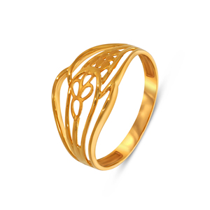 Bague en or organique Swirl, finition or inspirée de la nature, bague feuille multi-bandes réglable pour femme - Product Image 1