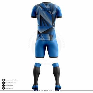 Ensemble de maillots de football pour hommes Mawra, bleu, géométrique, sublimé, respirant, coupe athlétique, manches courtes, uniformes de football pour équipes - Product Image 6