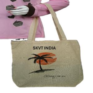 Sac fourre-tout en coton biologique 100 % écologique personnalisé, moyen, avec fermeture éclair et bouton, poignée supérieure, réutilisable, recyclable, pour courses et promotionnel - Product Image 5