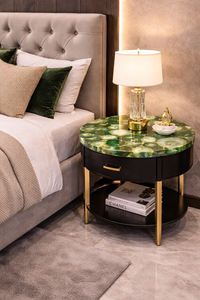 Mesa de Centro Redonda de Ágata Verde de Lujo, Piedra Semipreciosa Natural, Venta al por Mayor, Muebles para el Hogar - Product Image 5