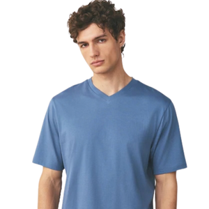 Camisetas de Cuello en V para Hombre, Corte Regular, Manga Corta, Casuales, Personalizadas, al por Mayor, de Algodón Jersey, Prenda Básica para Uso Diario, Proveedores OEM - Product Image 3