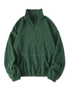 Sudadera con capucha de media cremallera para hombre, estilo urbano, de felpa francesa, con bordado y logotipo personalizado, 100% algodón, para invierno - Product Image 1