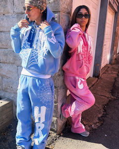 Custom Unisex Blue <b>Pink</b> <b>Tracksuit</b> Set Graphic Hoodie Jogger Pants Matching Two Piece Streetwear Sportswear Casual Wholesale - Product Image 5