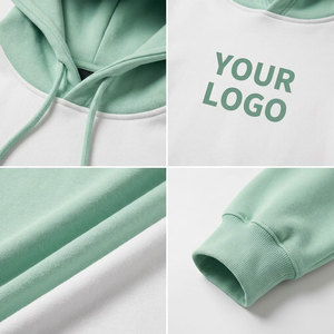 Sudadera con Capucha Unisex Oversize, Bloques de Color, Algodón French Terry, Manga Raglán, Estilo Casual Otoñal, Bolsillo Frontal con Logo - Product Image 6