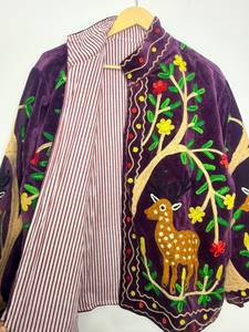 Wholesale Handmade <b>Velvet</b> Suzani Embroidered Woven <b>Jacket</b> <b>Women</b> Boho Luxury Floral Ethnic Vintage Artisan Statement Outerwear - Product Image 2