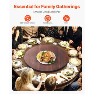 Bandeja Giratoria Lazy Susan de Madera de Acacia de 24 Pulgadas con Rotación de 360 Grados, Centro de Mesa Transparente para Mesa de Comedor - Product Image 2