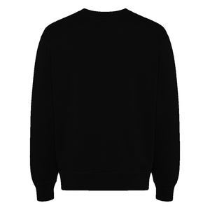 Heavyweight <b>Plain</b> <b>Black</b> Crewneck <b>Sweatshirt</b> <b>Men</b> Streetwear Cotton Fleece Pullover Minimalist Casual Long Sleeve Winter Top - Product Image 2