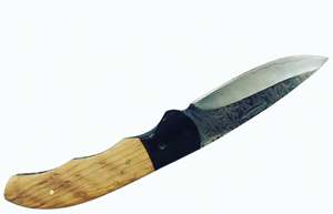 Herramienta utilitaria ejecutiva de acero de Damasco hecha a mano con mango de madera de olivo y cuerno, pieza de exhibición - Product Image 5