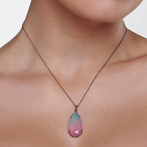 Water Drop <b>Opal</b> Pendant <b>Necklace</b> Silver Plated Stainless Steel Claw Setting Romantic Unisex Everyday Wearing - Product Image 4