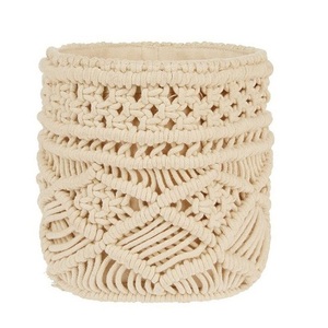 Modern Theme Wholesale Handmade Macrame Storage <b>Basket</b> Boho Decor Cotton <b>Rope</b> Handwoven Hollow <b>Basket</b> With Handle - Product Image 3