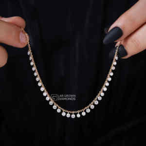 Pendentif Exquis en Or Jaune 14K avec Diamant de Laboratoire Rond Taille Brillant pour Femme, Bijou Synthétique de Luxe Couleur EF, Charme 2.41g - Product Image 2