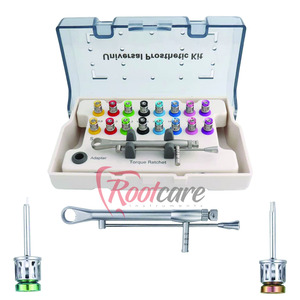 Destornillador manual de acero para implantes dentales Rootcare, llave dinamométrica con trinquete y 16 destornilladores, kit de herramientas universales para restauración. - Product Image 5