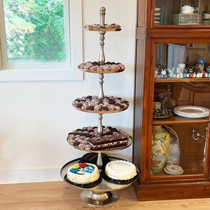 Five Tier Stainless Steel Cake Stand Handmade Round Dessert Display Rack Multi Layer Serving <b>Tray</b> Hand Wash Only - Product Image 3