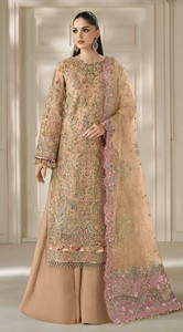 Chiffon Semi Stitched <b>Suit</b> With Embroidery And Sequin Work Traditional Indian Pakistani <b>Wedding</b> Wear For <b>Women</b> - Product Image 2